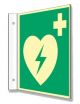 AED Defibrillator Fahnenschild, langnachleuchtend 